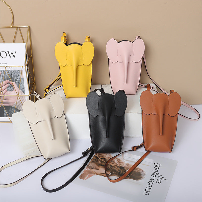 Elephant Small Mobile Phone Bag Coin Purse in Cowhide Leather detail image 1