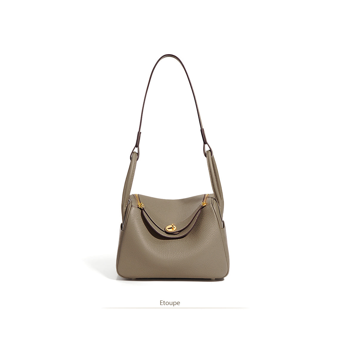 Pebbled Grain Leather Shoulder Bag with Gold Hardware – Small and Medium Sizes detail image 17
