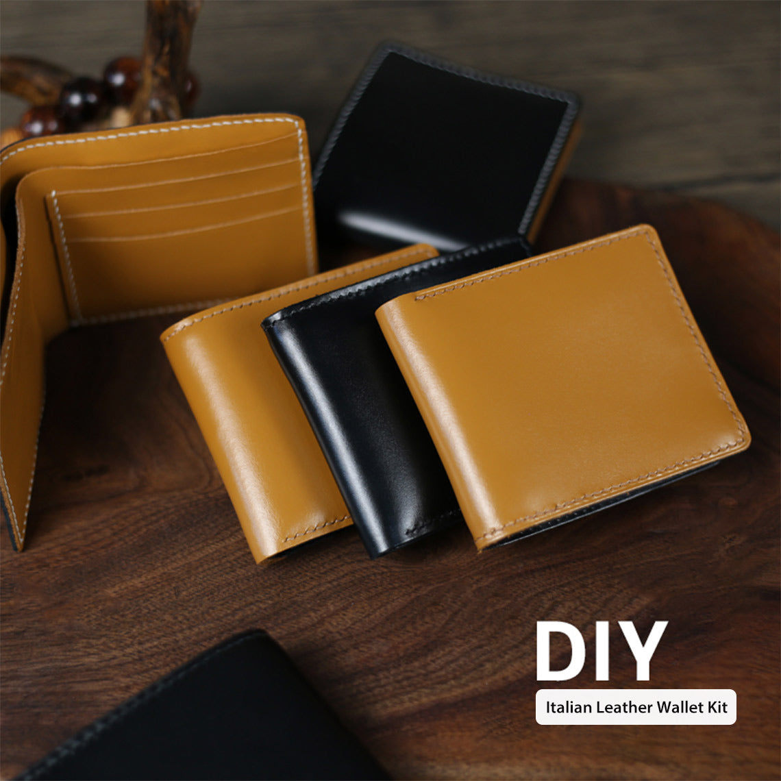 Full Grain Leather Slim Wallet DIY Kit – Hand Sewn, Two Styles detail image 2