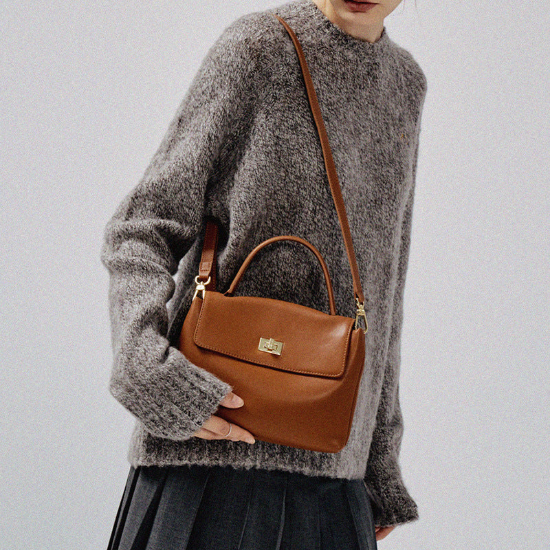 Soft Leather Square Bag for Women – Handbag, Shoulder Bag, Crossbody in Yellow, Black, Brown, Off-white detail image 3