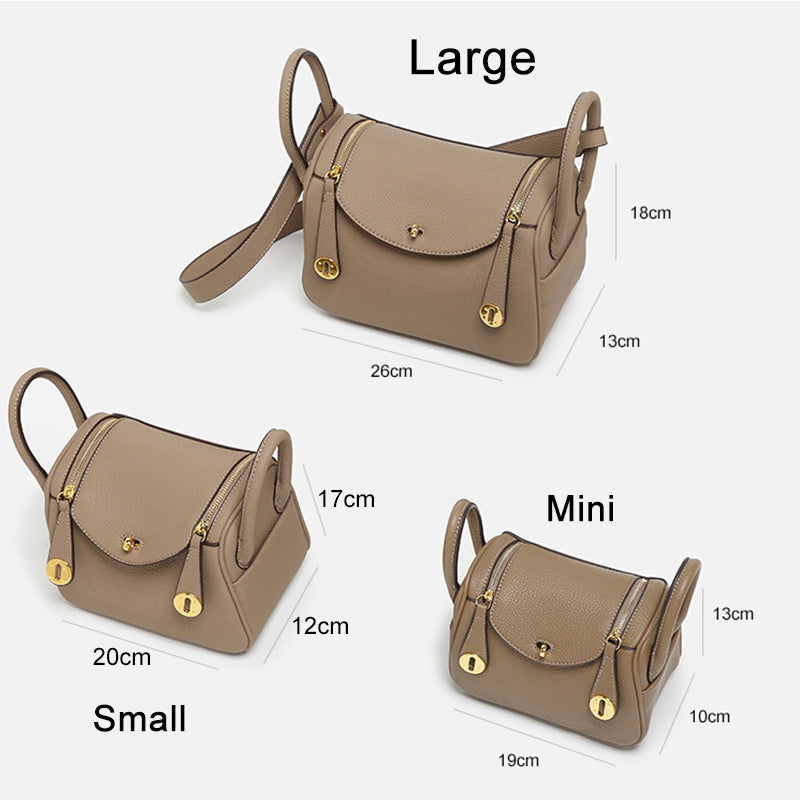 PU Leather Shoulder Bag with Golden Hardware – Three Sizes, Five Colors detail image 7