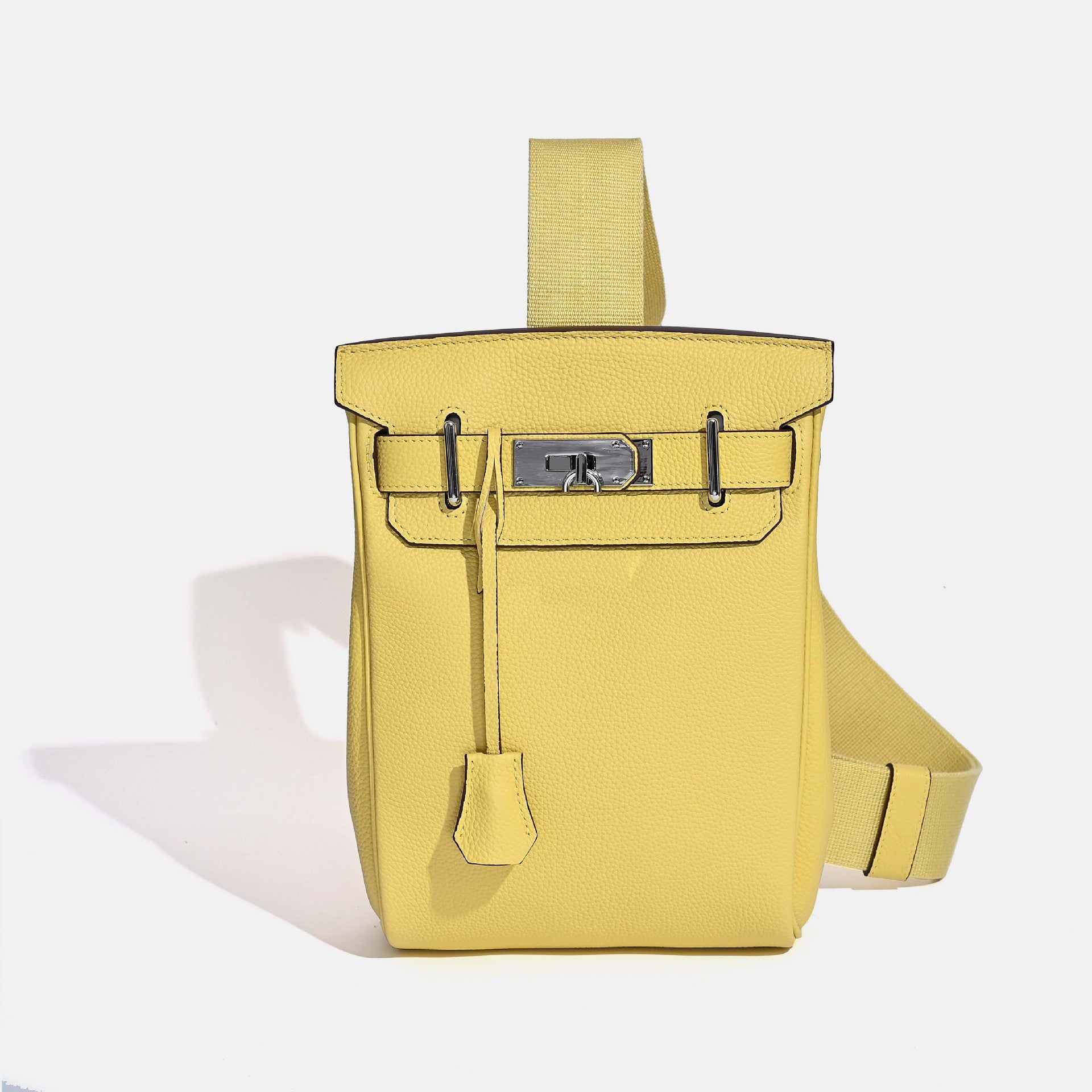 Unisex Top Grain Leather Crossbody Backpack with Turn Lock detail image 11