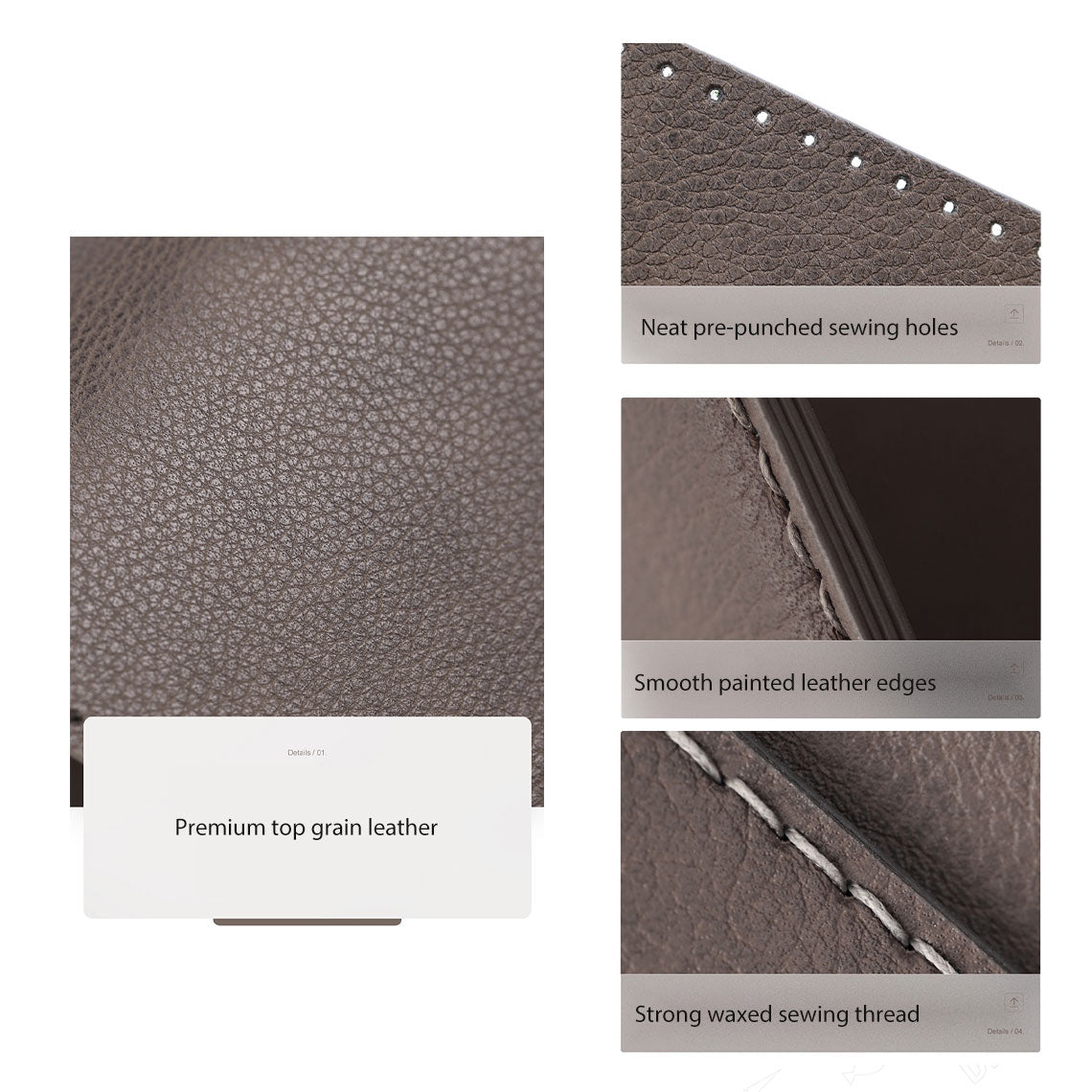 Top Grain Leather Trifold Wallet DIY Kit with Buckle - Hand Sewing Project detail image 7