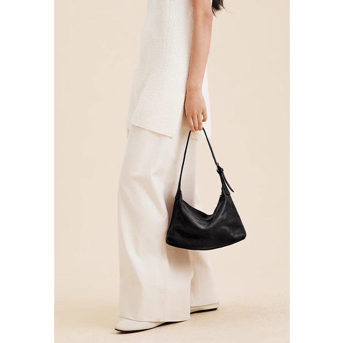 Vegetable Tanned Leather Minimalist Shoulder Bag detail image 8