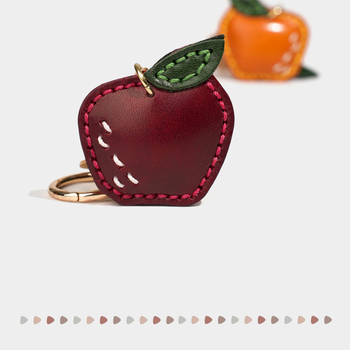 Vegetable Tanned Leather Keychain with Gold Hardware – Orange detail image 4