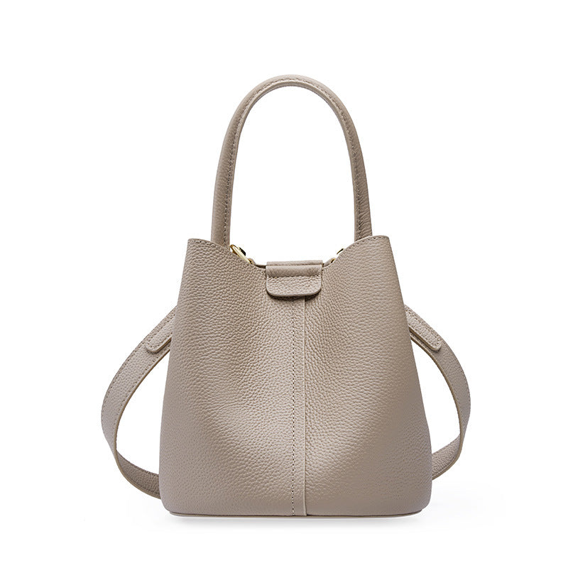 Genuine Leather Bucket Bag for Women – Shoulder or Crossbody, 18x17x19 cm detail image 9
