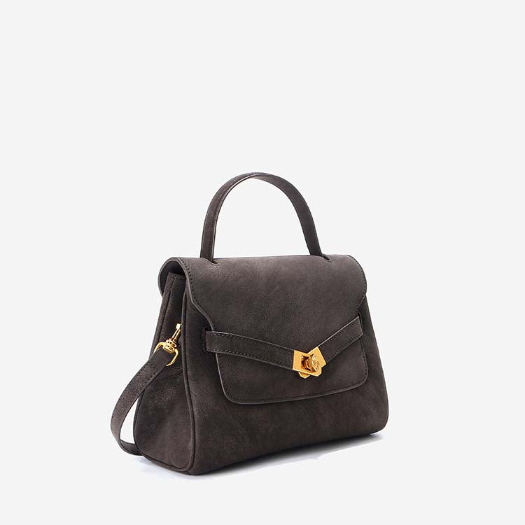 Classic Medium Leather Satchel with Top Handle and Crossbody Strap detail image 8