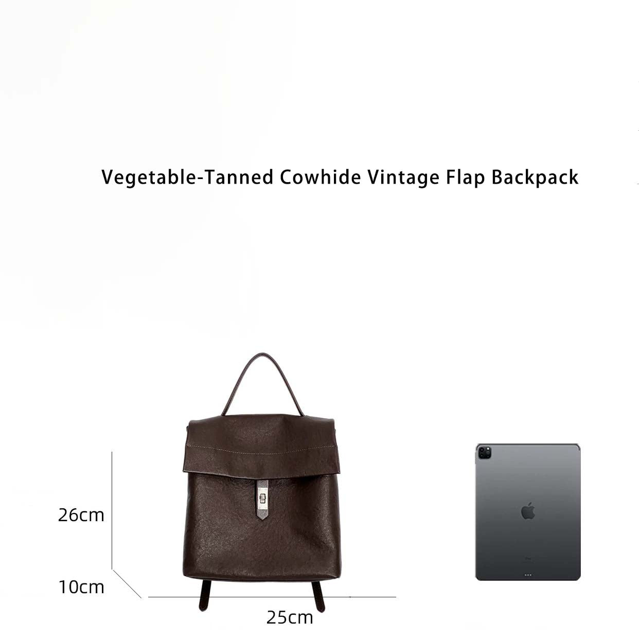 Vegetable-Tanned Cowhide Vintage Flap Backpack detail image 1