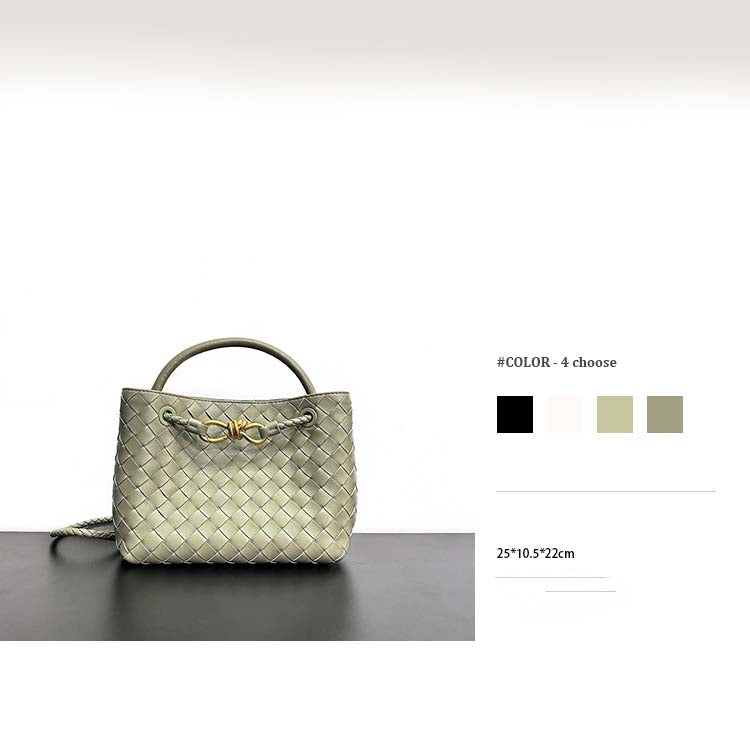 Woven Leather Tote Bag - Retro Knot Shoulder Bag & Handbag detail image 1
