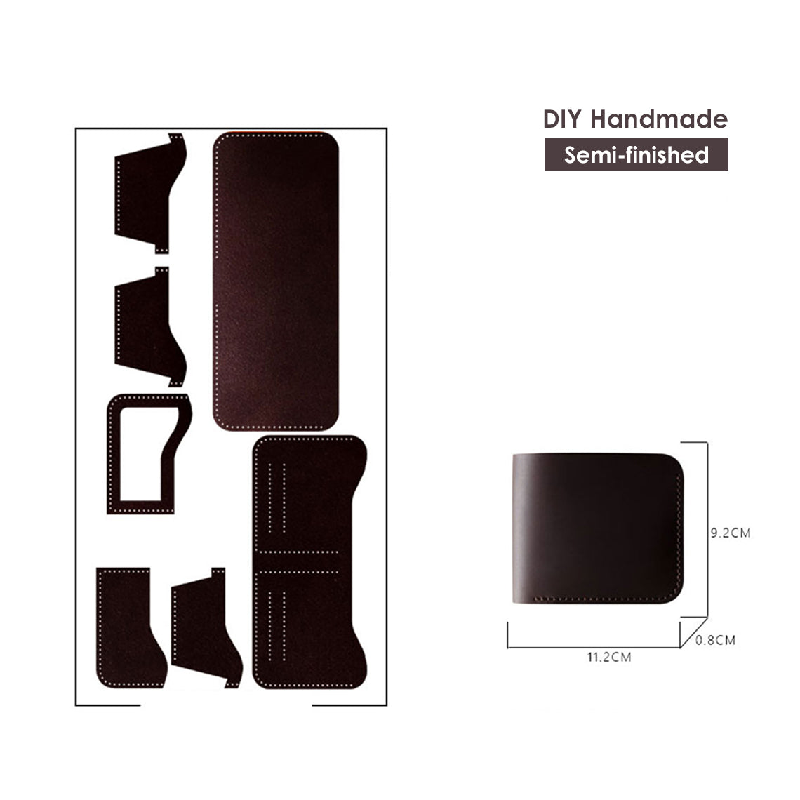 Handsewgift DIY Crazy Horse Leather Bifold Wallet Kit – Choose Style A or B product image 1