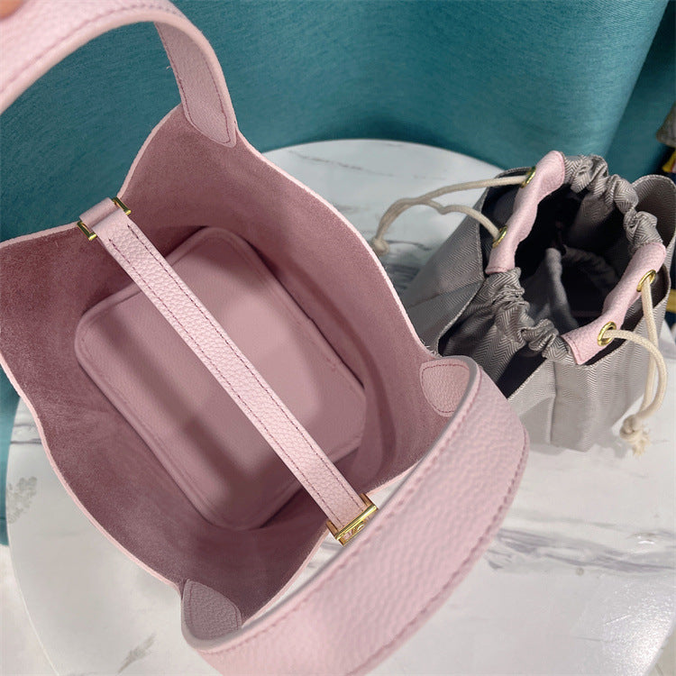 Top Grain Leather Mini Tote Bag with Lock – Small Size, Multiple Colors detail image 2