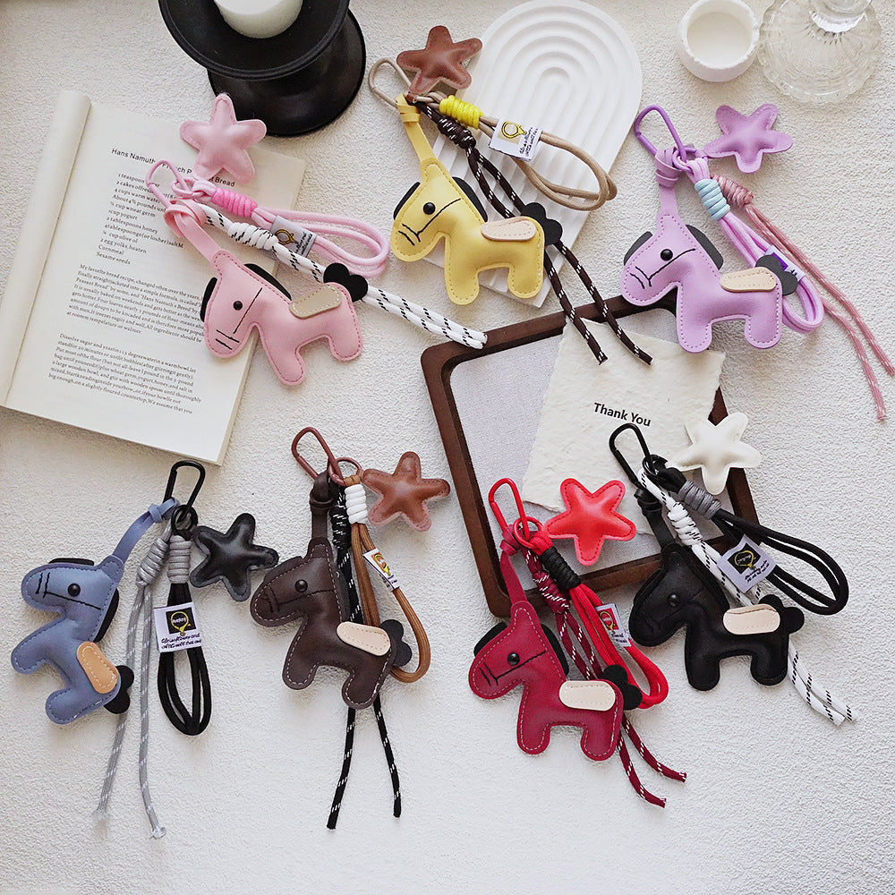 Horse Bag Charm PU Leather Keychain – Cute Pendant for Bags, Keys, and Backpacks detail image 3
