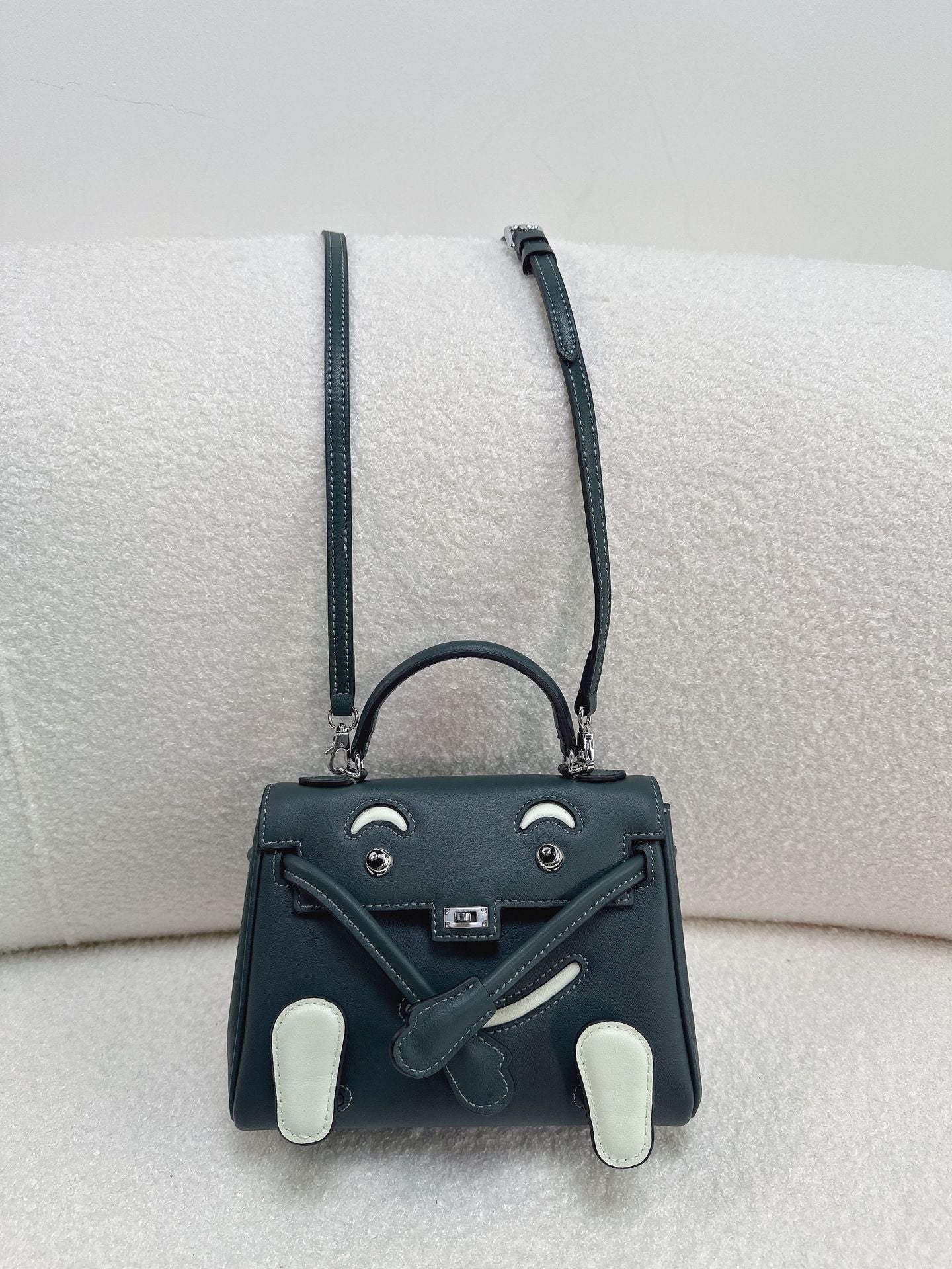 Mini Leather Bag Charm Keychain – Croc-Embossed & Smooth Calfskin, 11 Colors detail image 13