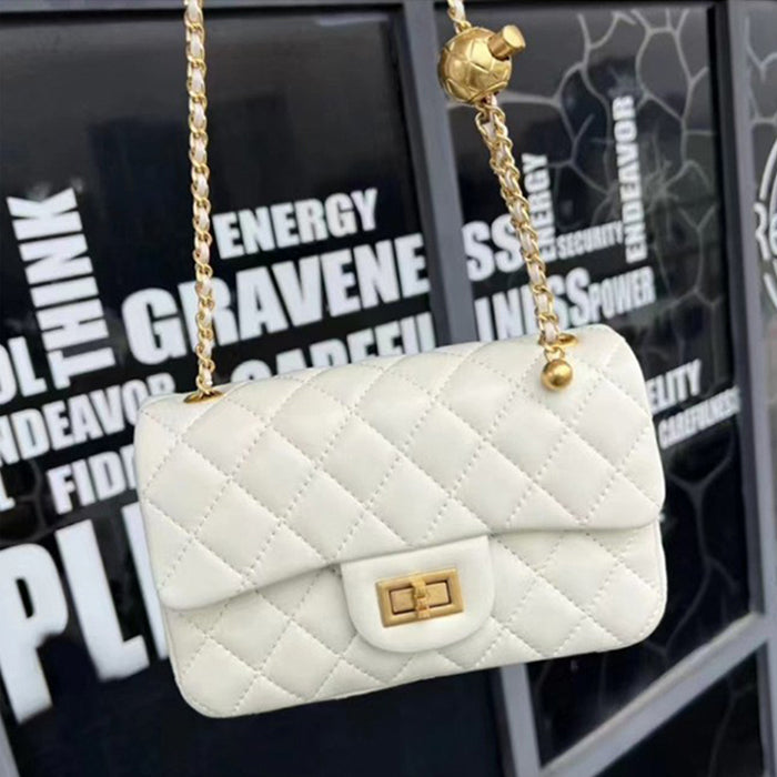 Quilted Lamb Leather Chain Bag with Shoulder and Crossbody Strap detail image 4