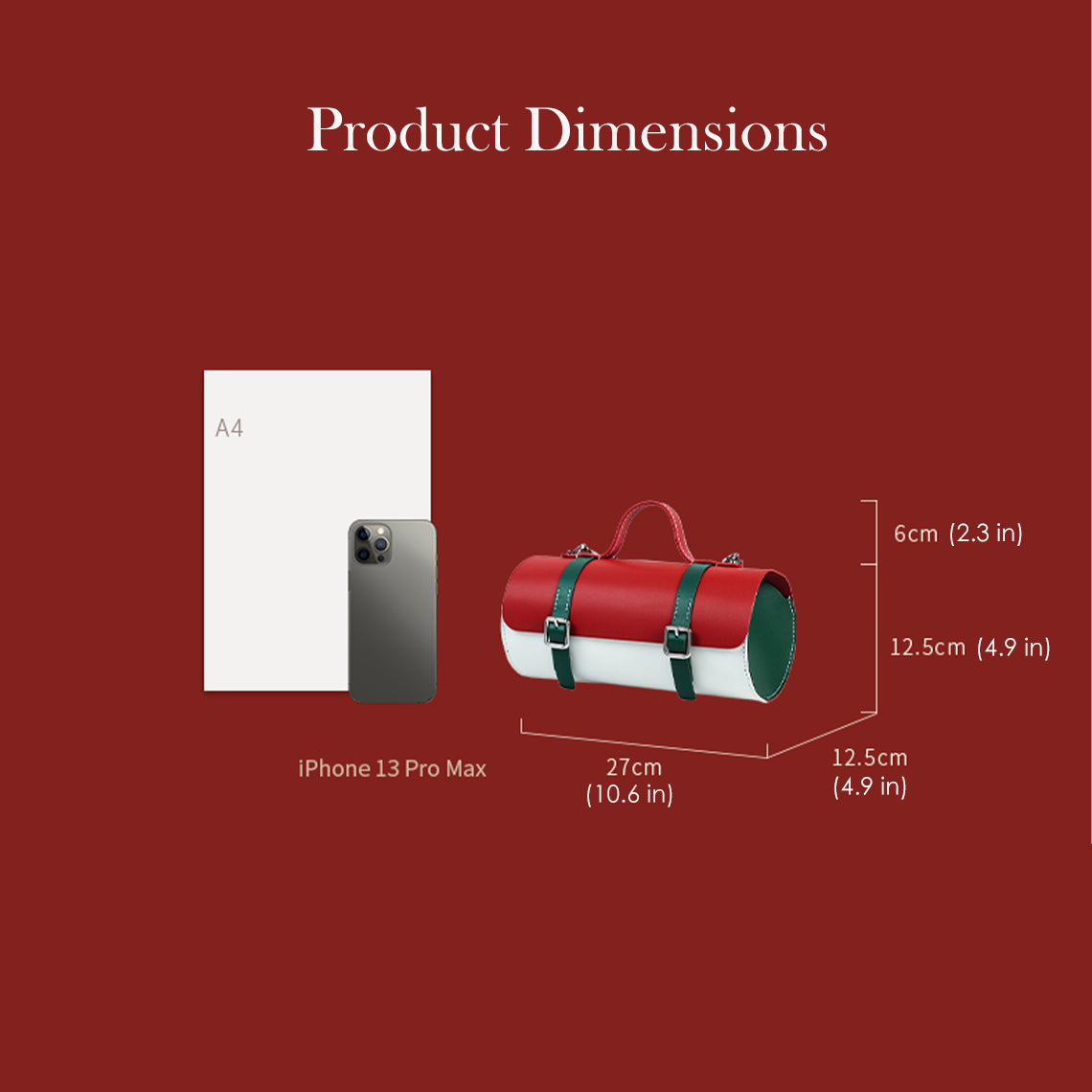 Cylinder Satchel Leather Bag DIY Kit with Top Handle and Crossbody Strap detail image 2